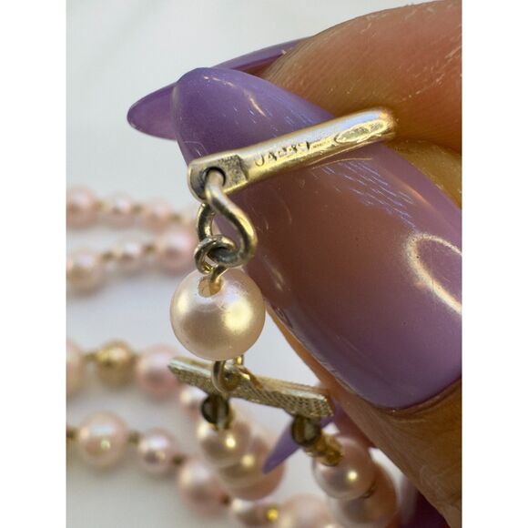 Vintage Japan Glass & Faux Pearl Chocker Necklace - Picture 5 of 6